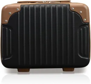 Travel Makeup Case - Waterproof ABS Hard Shell Toiletry Case with Elastic Band and Zipper for Women and Girls - Lipstick and Skin Care
