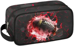 Travel Toiletry Bag for Boys Kids, Waterproof Hanging Dopp Kit for Teens Men, Red Football Cool Switch Carrying Case Compatible with Nintendo Switch and New Switch OLED Console