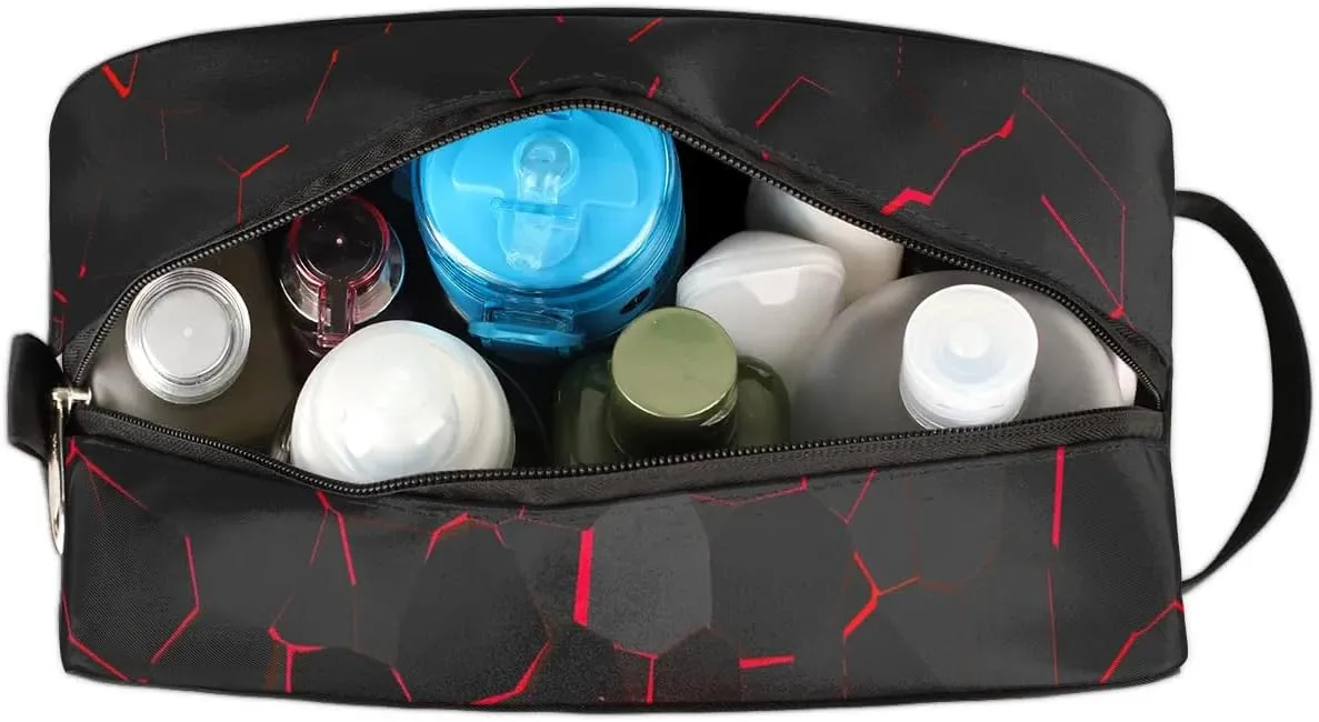 Travel Toiletry Bag for Boys Kids, Waterproof Hanging Dopp Kit for Teens Men, Red Football Cool Switch Carrying Case Compatible with Nintendo Switch and New Switch OLED Console