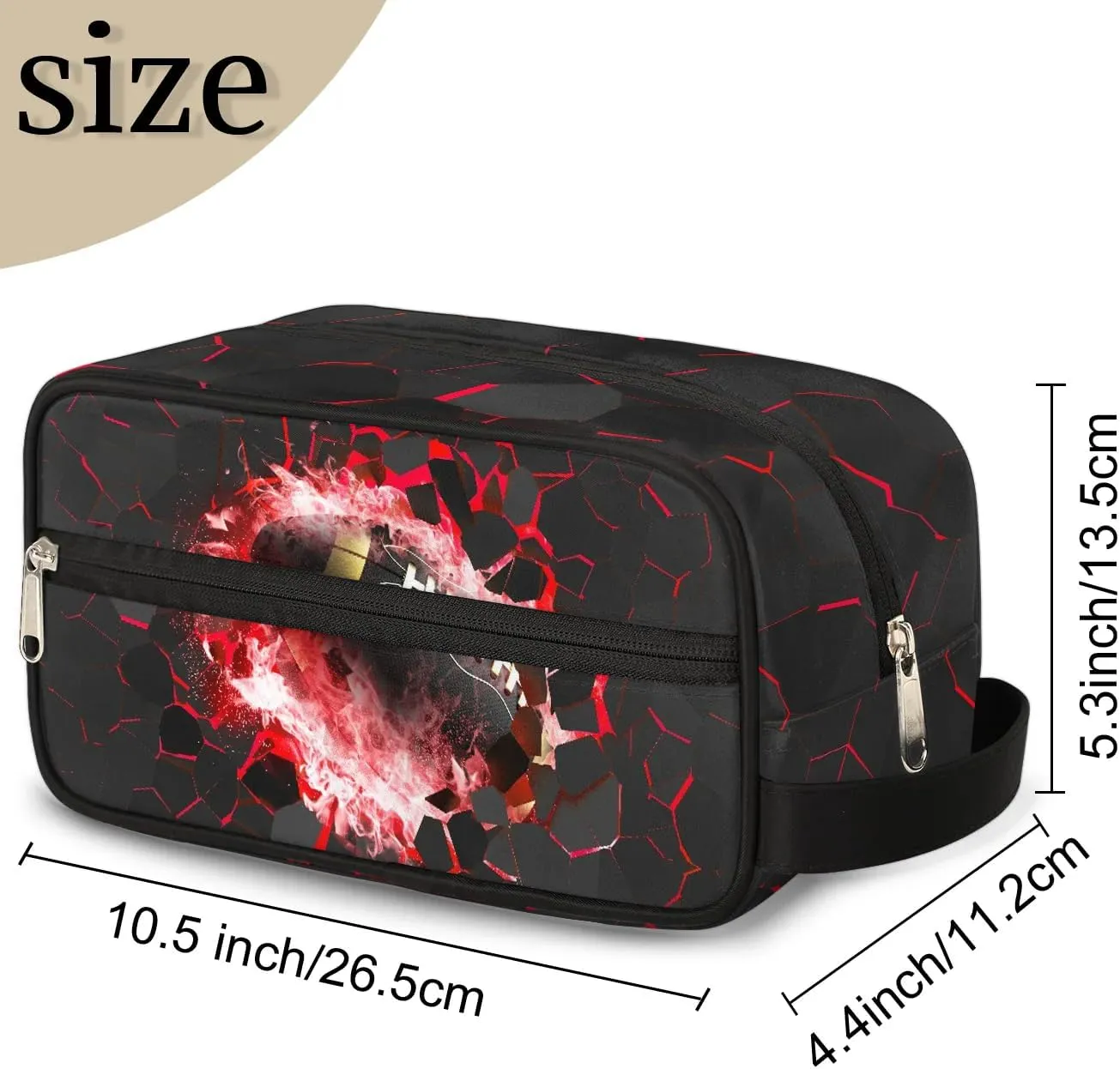 Travel Toiletry Bag for Boys Kids, Waterproof Hanging Dopp Kit for Teens Men, Red Football Cool Switch Carrying Case Compatible with Nintendo Switch and New Switch OLED Console