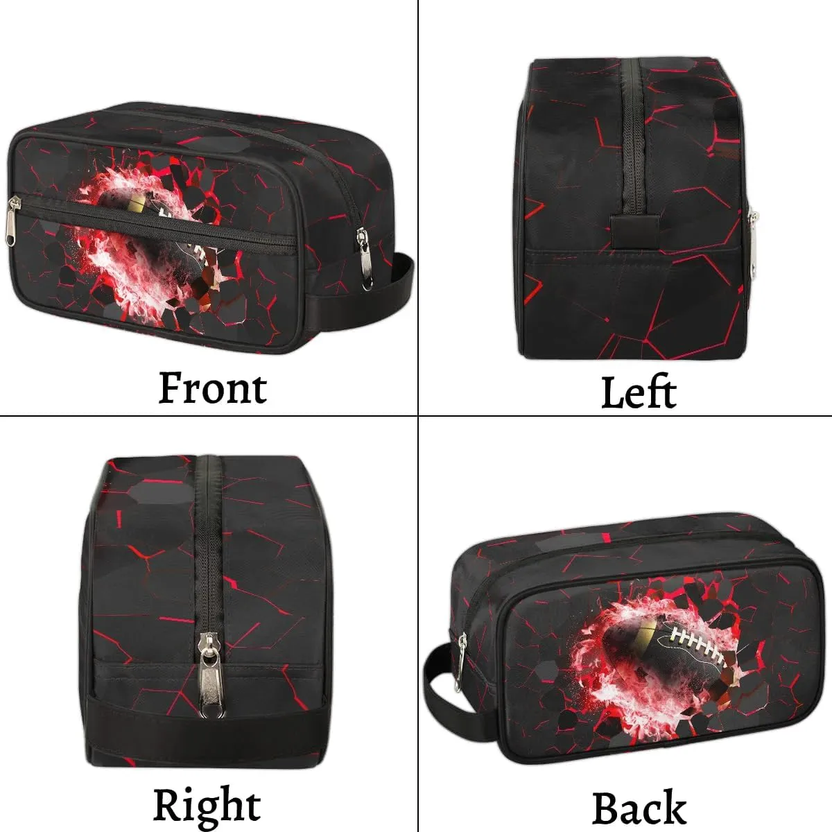 Travel Toiletry Bag for Boys Kids, Waterproof Hanging Dopp Kit for Teens Men, Red Football Cool Switch Carrying Case Compatible with Nintendo Switch and New Switch OLED Console