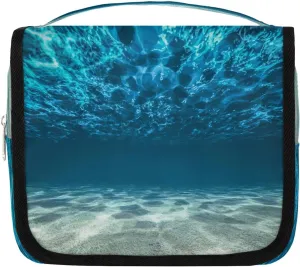 Travel Toiletry Bag for Women & Men Ocean Blue Seabed Hanging Cosmetic Organizer Portable Waterproof Makeup Case Make Up Bag with Compartments Travel Essentials for Bathroom Shower