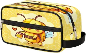 Travel Toiletry Bag for Women Men, Cute Honey Bee Foldable Dopp Kit Water Resistant Shaving Bag for Toiletries Cosmetics Traveling Organizer