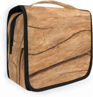 Travel Toiletry Bag Makeup bag Plank Grain Wood Texture Waterproof Bags with Hanging Hook Foldable Travel Makeup Organizer Cosmetic Bag for Travel Toiletries and Shower Accessories