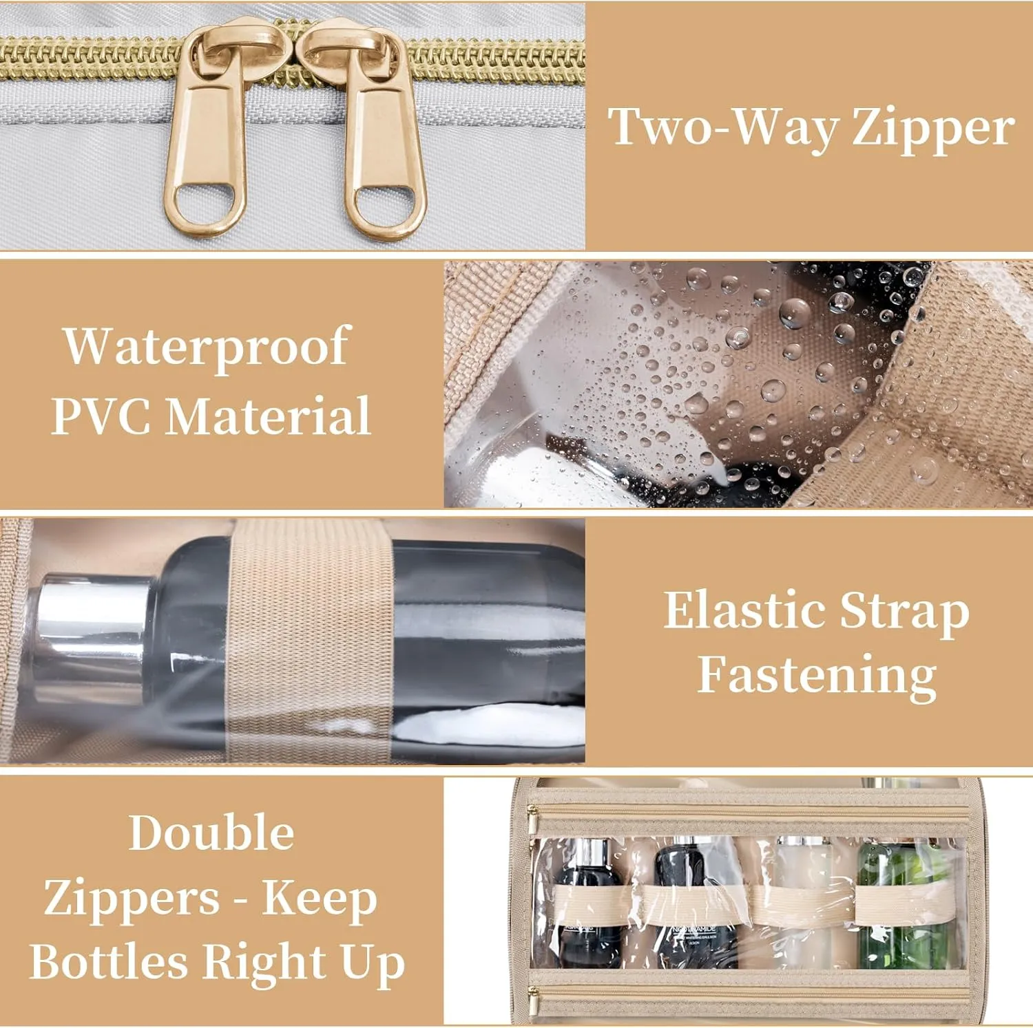 Travel Toiletry Bag - Spacious Toiletry Bag with Hanging Hook, Waterproof Makeup Bag for Women & Men, Travel Essentials (Medium-White)
