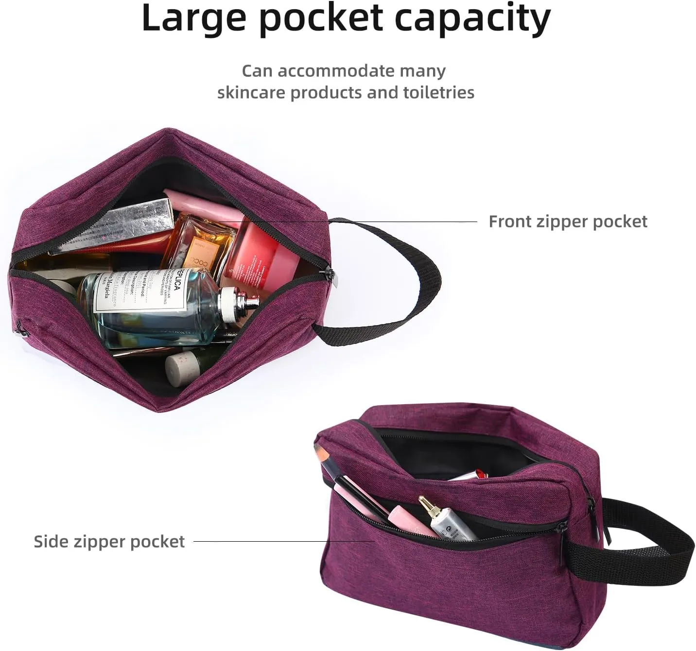 Travel Toiletry bag Toiletry bag for women men Hanging Cosmetic bag Travel accessories Gift for Women Men (Deep purple)