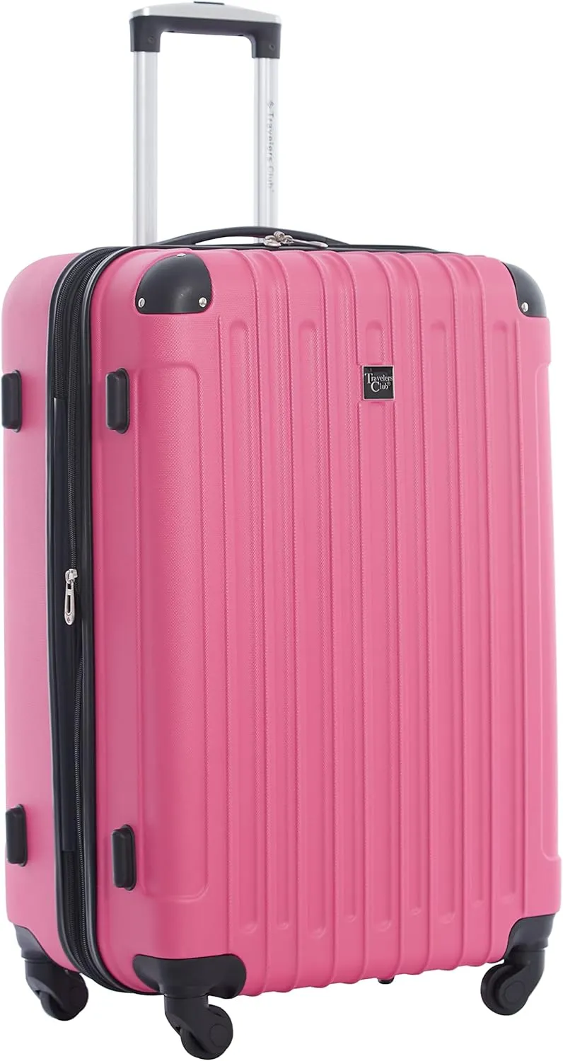 Travelers Club Midtown Hardside Luggage Travel, Bubble Gum, 4-Piece Set