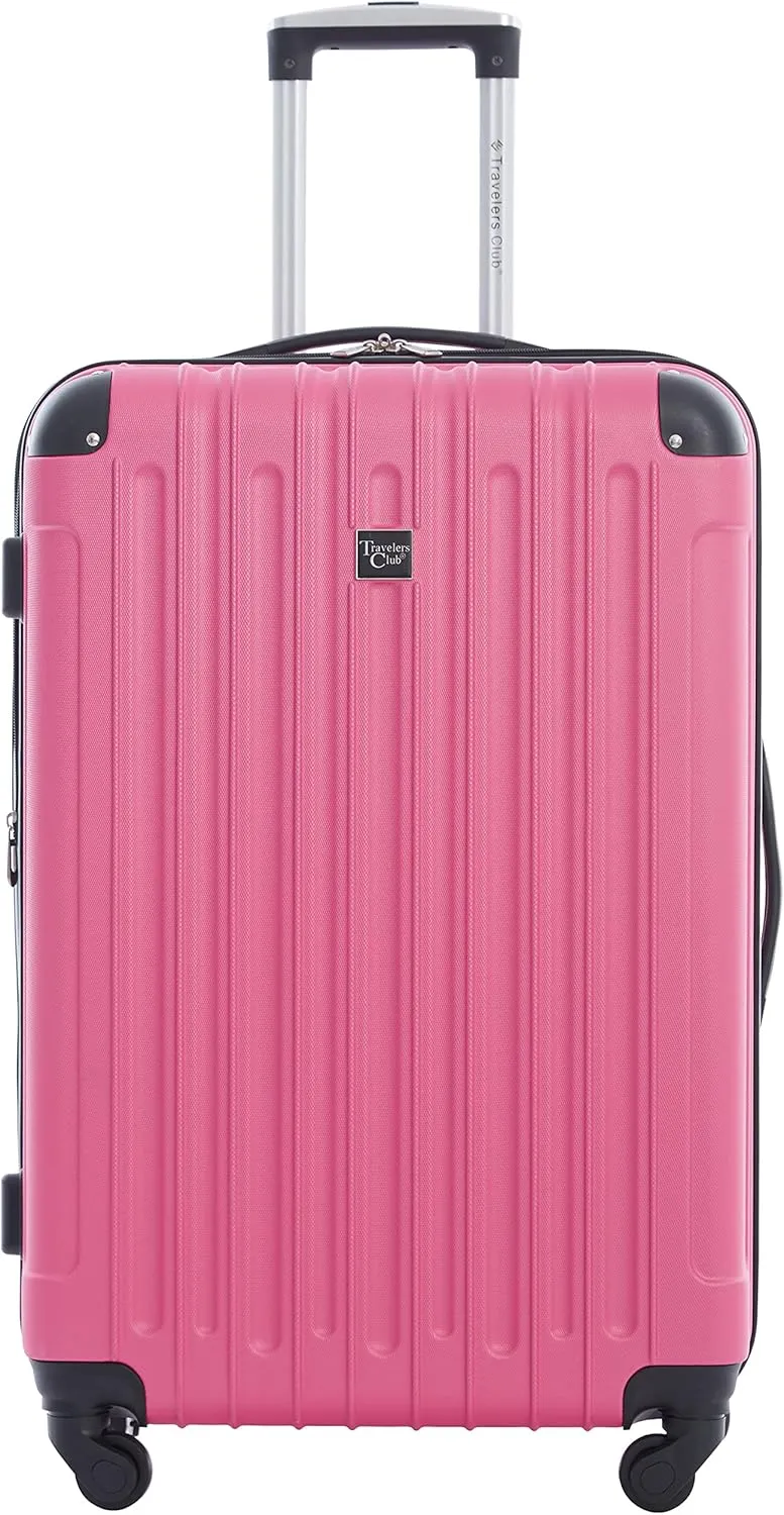 Travelers Club Midtown Hardside Luggage Travel, Bubble Gum, 4-Piece Set