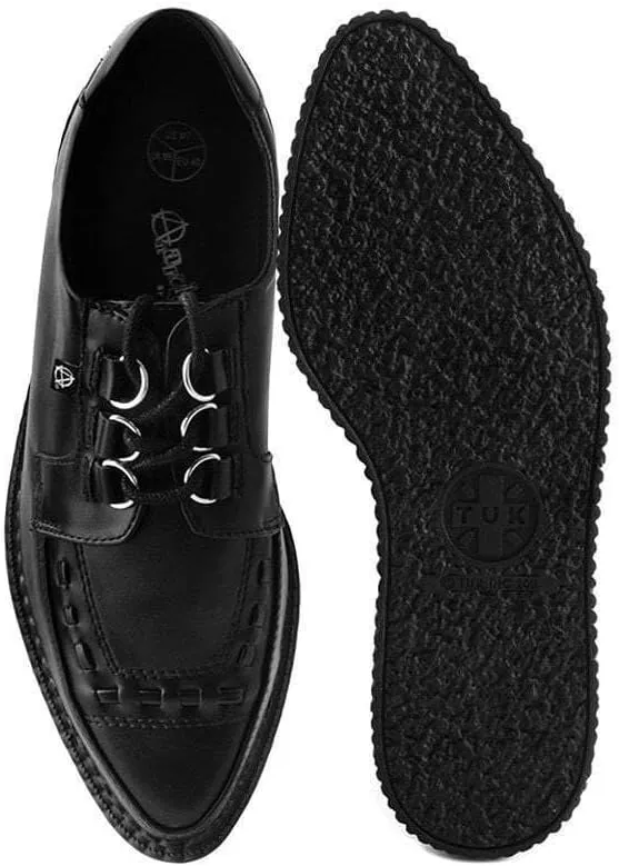 T.U.K Anarchic Creeper Shoes for Women and Men | Pointed Toe Lace-Up with D-Ring Fastening | Low Platform Footwear | Foam Padded Insole & Twill Lining