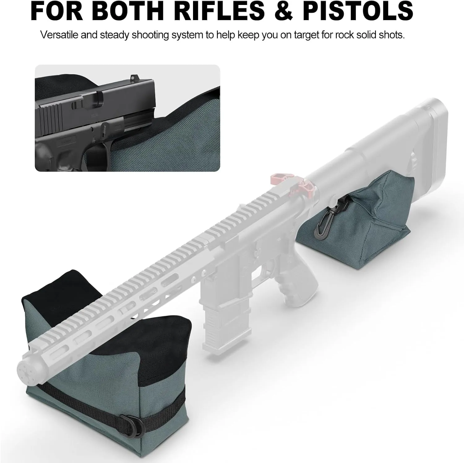 Twod Filled Rest Bags for Target Sports - Bench Rest Front & Rear Support SandBag for Range Shooting