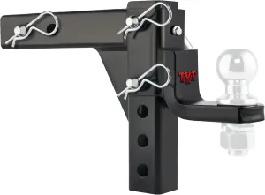 TYT Adjustable Trailer Hitch Ball Mount, 6-Position Tow Hitch, Fits 2-Inch Receiver, with 1" Hitch Ball Hole, 9-1/2" Drop & 8-1/4" Rise Drop Hitch, 7500 lbs