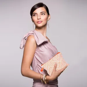 Tyvek Waterproof Mini Makeup Bag for Women, Travel Cosmetic Bag, Orange, 9.5x6x1.5 inches