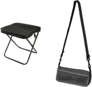 Ultralight Camp Stool - 265Lb Capacity Portable Folding Footrest for Camping, Hiking Backpacking - Compact Carry, Black/Khaki/Green (Black)