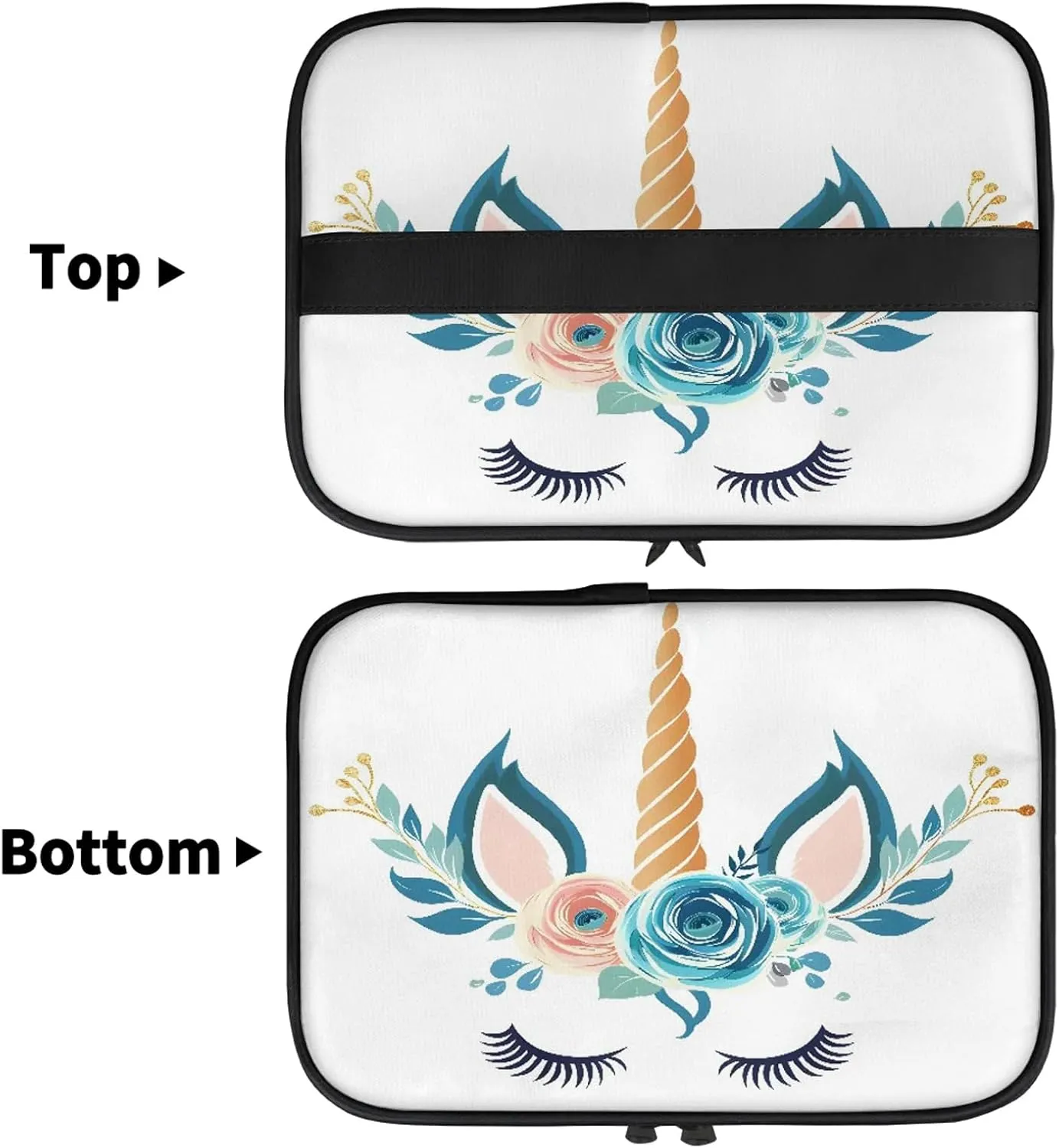 Unicorn Cute Horse Head Travel Toiletry Bag Large Capacity Makeup Case Organizer with Handle Cosmetic Case for Women Girls