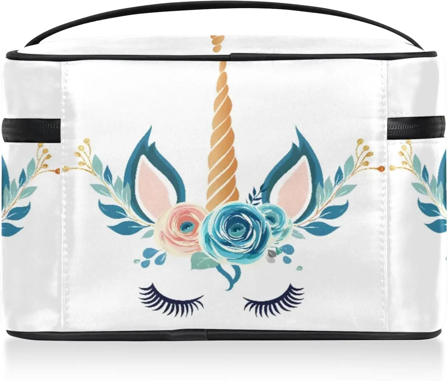 Unicorn Cute Horse Head Travel Toiletry Bag Large Capacity Makeup Case Organizer with Handle Cosmetic Case for Women Girls