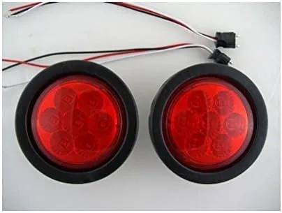 United Pacific 4" Round Red 7 LED Trailer Truck Brake Stop Turn Tail Light Kits/Red Lens