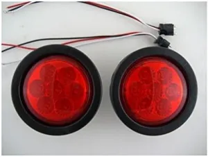 United Pacific 4" Round Red 7 LED Trailer Truck Brake Stop Turn Tail Light Kits/Red Lens