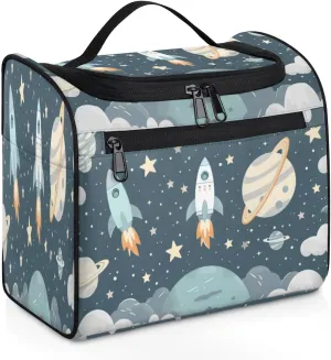 Universe Galaxy Space Travel Toiletry Bag for Women Large Capacity Wide-open Makeup Organizer Cosmetic Travel Bags for Toiletries