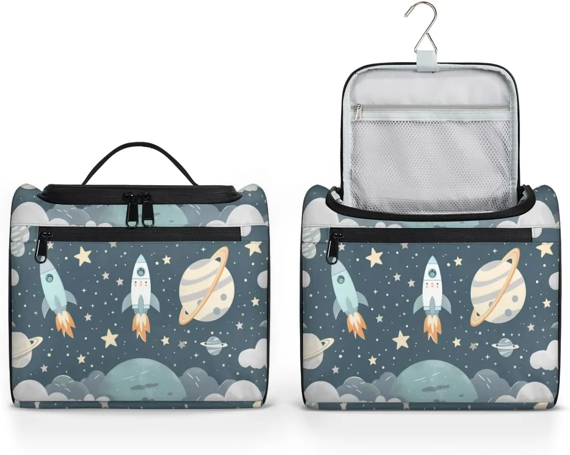 Universe Galaxy Space Travel Toiletry Bag for Women Large Capacity Wide-open Makeup Organizer Cosmetic Travel Bags for Toiletries