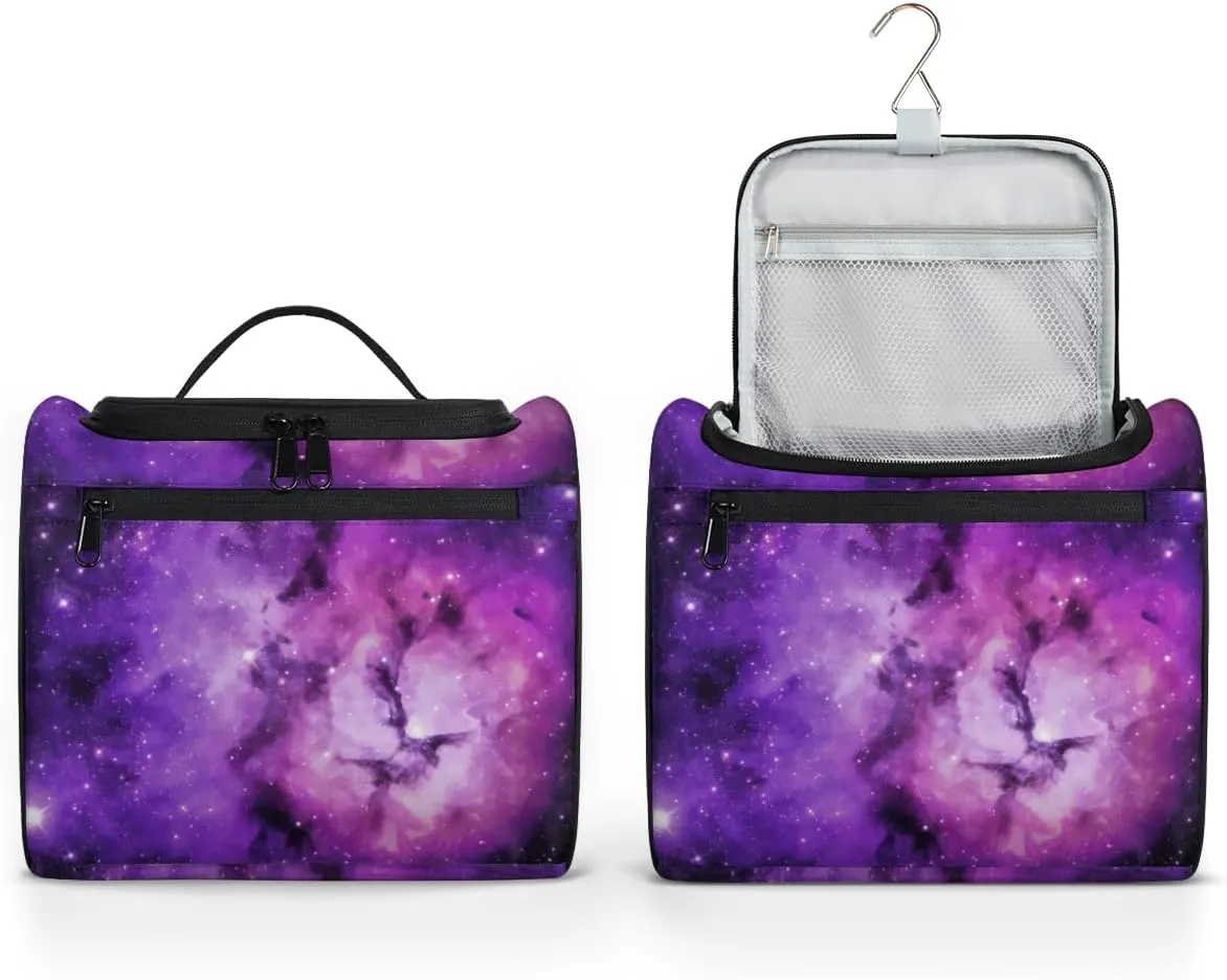 Universe Outer Space Theme Large Travel Toiletry Bag for Women, Travel Organizer for Toiletries, Waterproof Makeup Cosmetic Bag with Handle