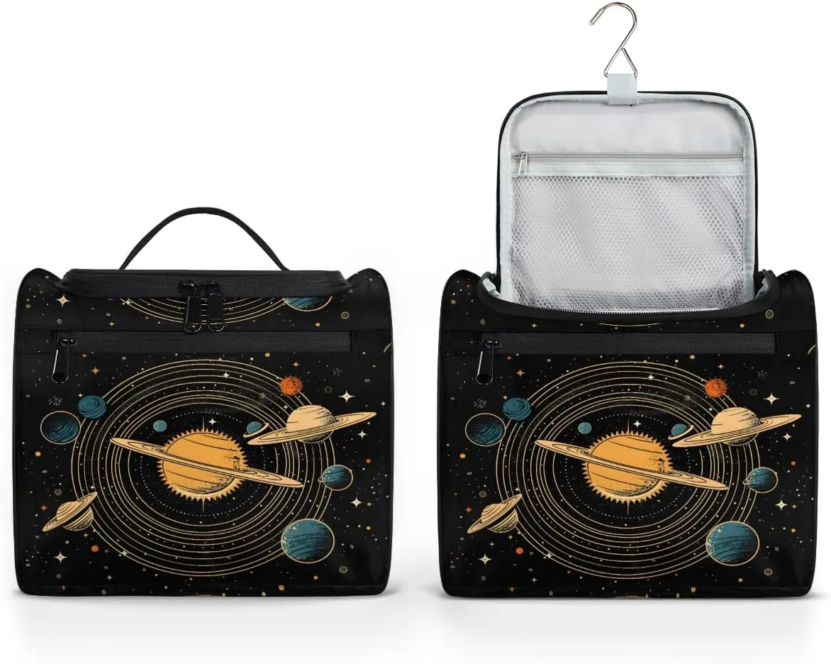 Universe Solar System Planets Travel Toiletry Bag for Women Large Capacity Wide-open Makeup Organizer Cosmetic Travel Bags for Toiletries