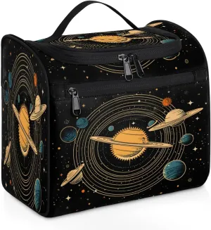 Universe Solar System Planets Travel Toiletry Bag for Women Large Capacity Wide-open Makeup Organizer Cosmetic Travel Bags for Toiletries
