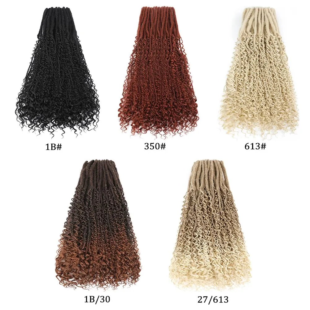 Upgraded Boho Dreads Synthetic Boho Double Ended Dreads with Twist Braids 24inches 10 Strands Thin Soft DE Dreadlock Extensions with Upgraded Strands for Women (1B#)