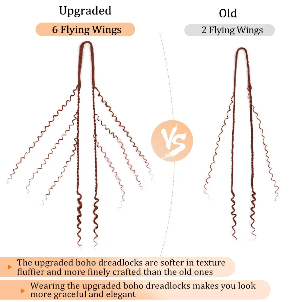 Upgraded Boho Dreads Synthetic Boho Double Ended Dreads with Twist Braids 24inches 10 Strands Thin Soft DE Dreadlock Extensions with Upgraded Strands for Women (350#)