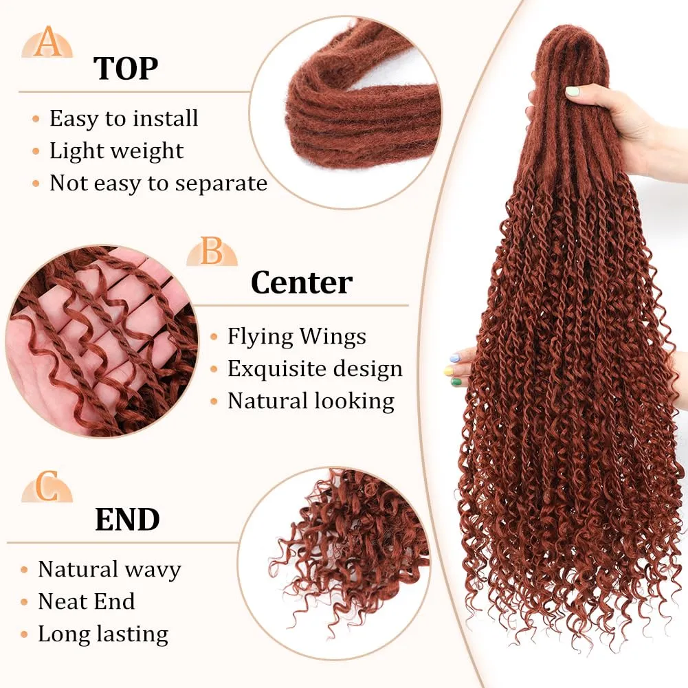 Upgraded Boho Dreads Synthetic Boho Double Ended Dreads with Twist Braids 24inches 10 Strands Thin Soft DE Dreadlock Extensions with Upgraded Strands for Women (350#)