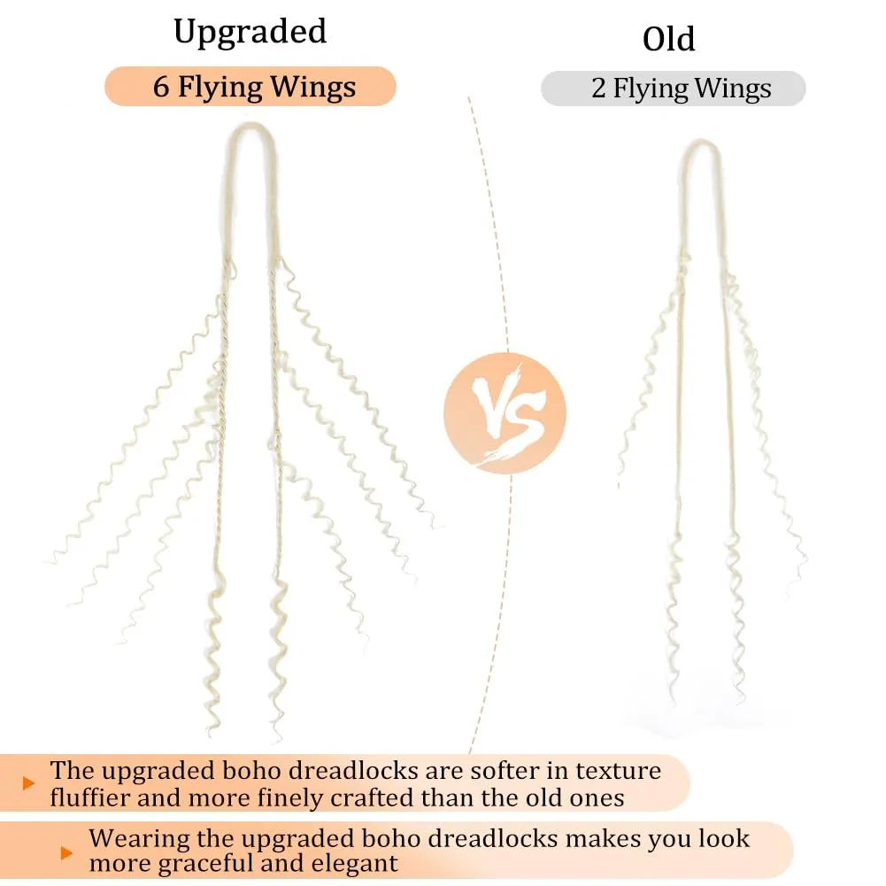 Upgraded Boho Dreads Synthetic Boho Double Ended Dreads with Twist Braids 24inches 10 Strands Thin Soft DE Dreadlock Extensions with Upgraded Strands for Women (613#)