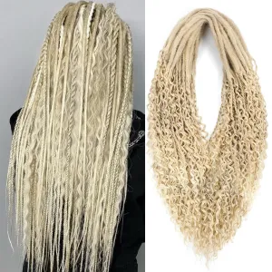 Upgraded Boho Dreads Synthetic Boho Double Ended Dreads with Twist Braids 24inches 10 Strands Thin Soft DE Dreadlock Extensions with Upgraded Strands for Women (613#)