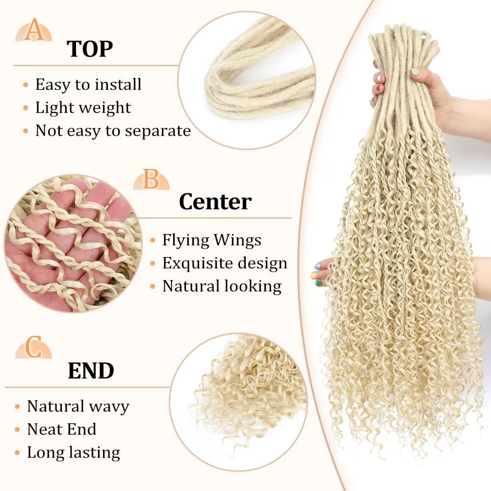 Upgraded Boho Dreads Synthetic Boho Double Ended Dreads with Twist Braids 24inches 10 Strands Thin Soft DE Dreadlock Extensions with Upgraded Strands for Women (613#)