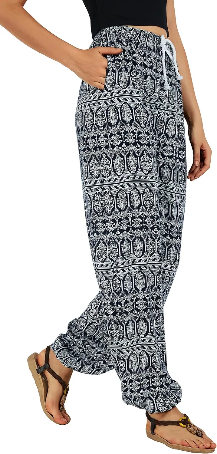 Urban CoCo Women's Floral Print Summer Boho Pants Harem Beach Vacation Pants