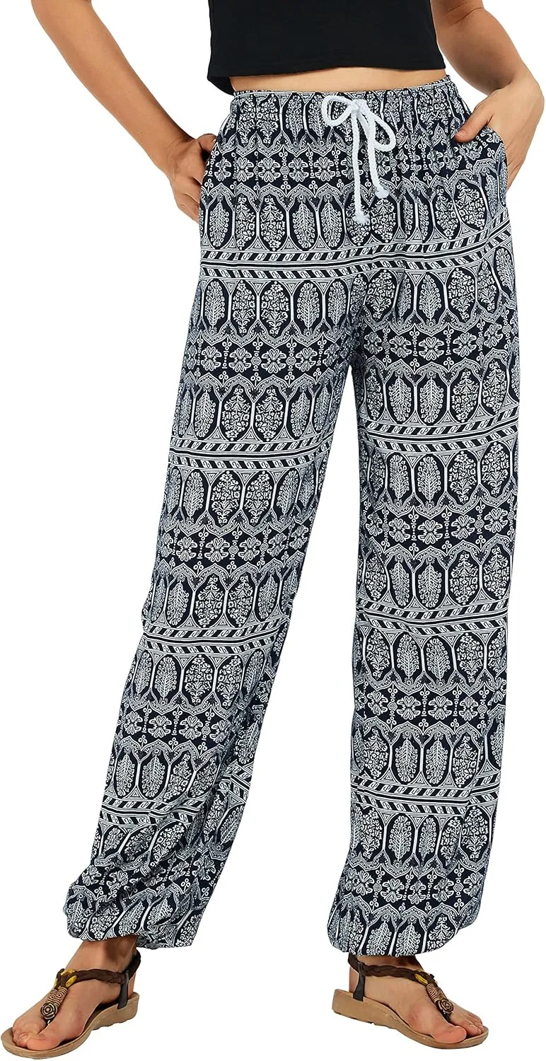 Urban CoCo Women's Floral Print Summer Boho Pants Harem Beach Vacation Pants