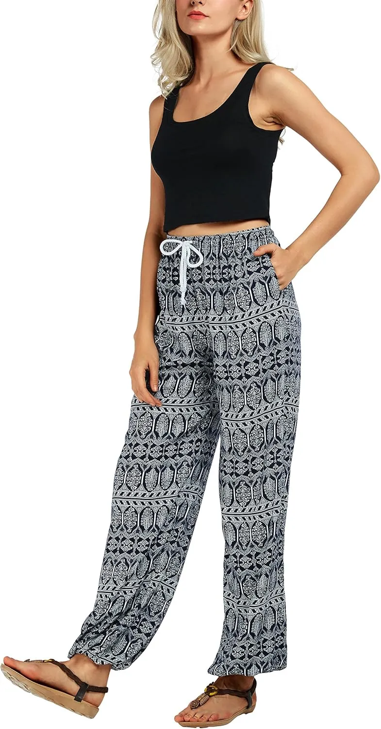 Urban CoCo Women's Floral Print Summer Boho Pants Harem Beach Vacation Pants