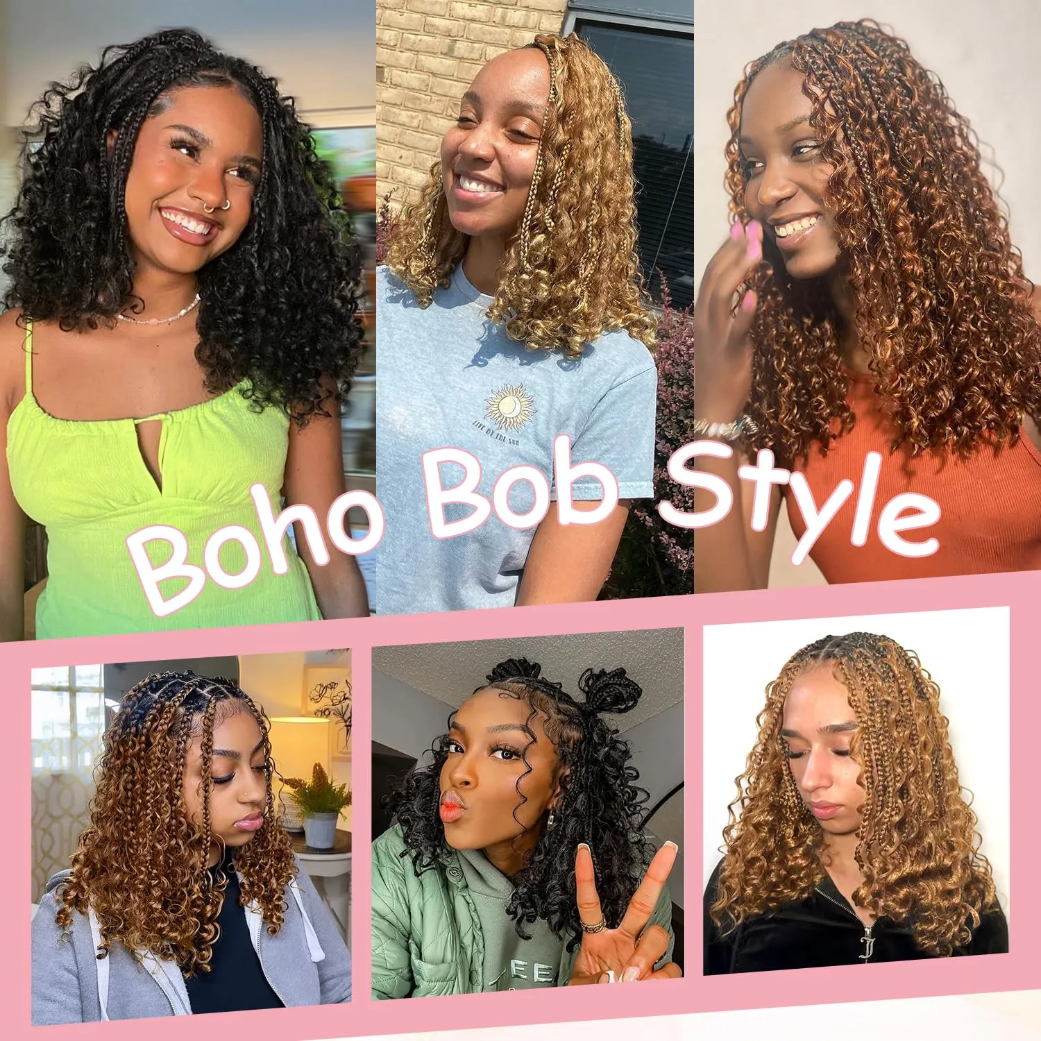 Urbeauty Human Braiding Hair for Boho Bob Braids Deep Wave Bohemian Hair for Braiding,14 in Boho Braids Bulk Human Hair Knotless, Boho Locs, Boho Twist, Gypsy, Goddess, Curly, Micro, No Weft #1B