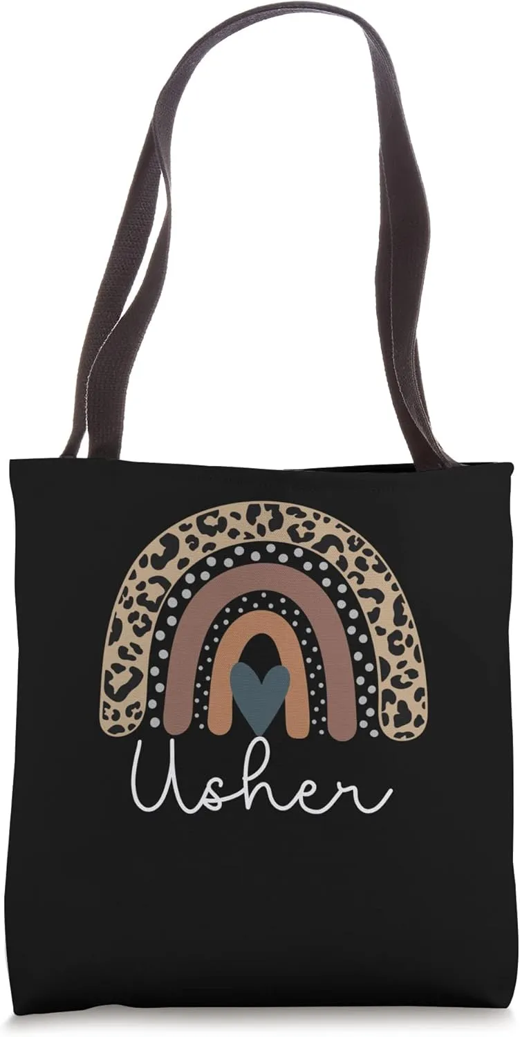 Usher Cute Leopard Boho Rainbow for Team Usher Squad Tote Bag