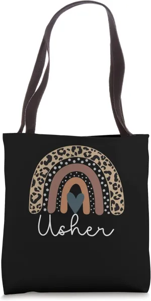 Usher Cute Leopard Boho Rainbow for Team Usher Squad Tote Bag
