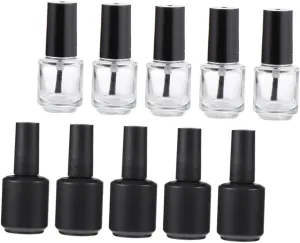 Vaguelly 10Pcs Nail Polish Bottles with Brush Empty Cosmetic Containers for Nail Varnish Travel Friendly Storage for Mixing and Repurposing Includes Frosted