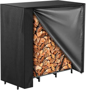 Vailge 4ft Firewood Rack Cover, Heavy Duty Waterproof Oxford Outdoor Firewood Storge Cover with Zipper and Openable Front Flap, Cover Only,48''*23''*46'',Black
