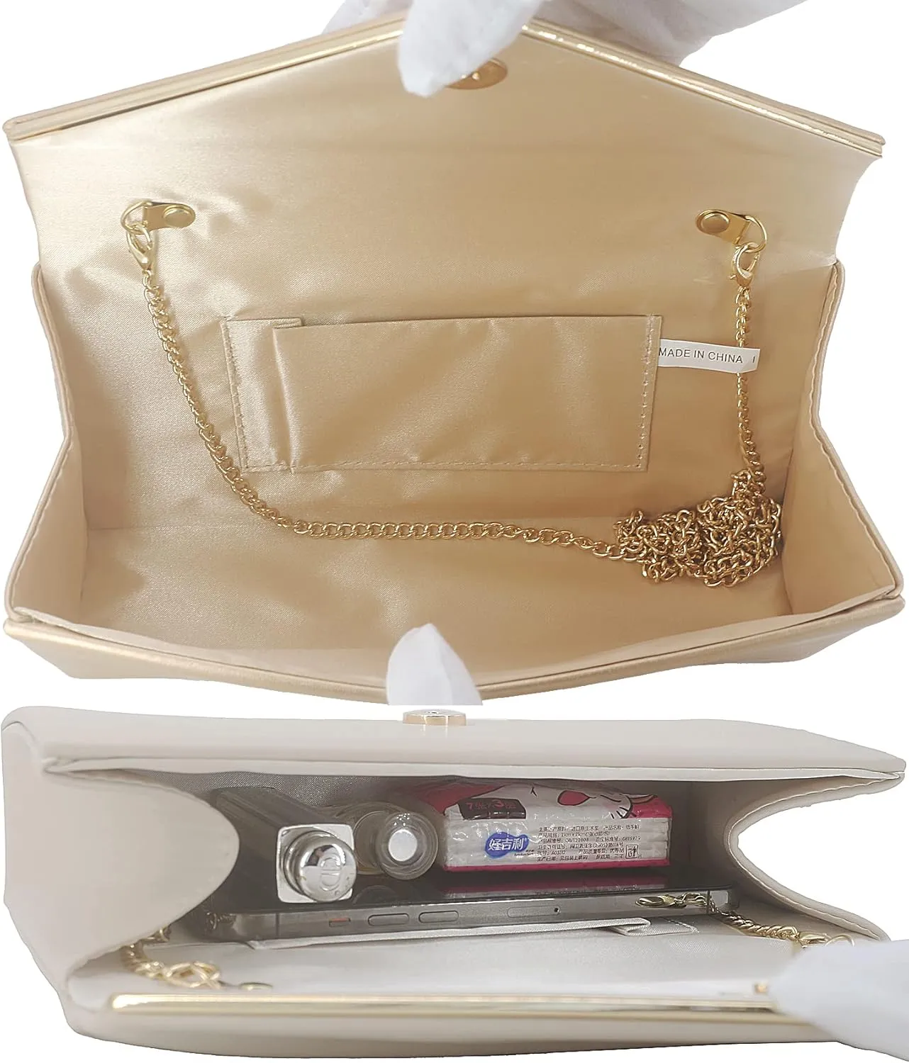 Vegan Leather Envelope Clutch Bag Classic Dressy Purse Foldover Evening Handbag