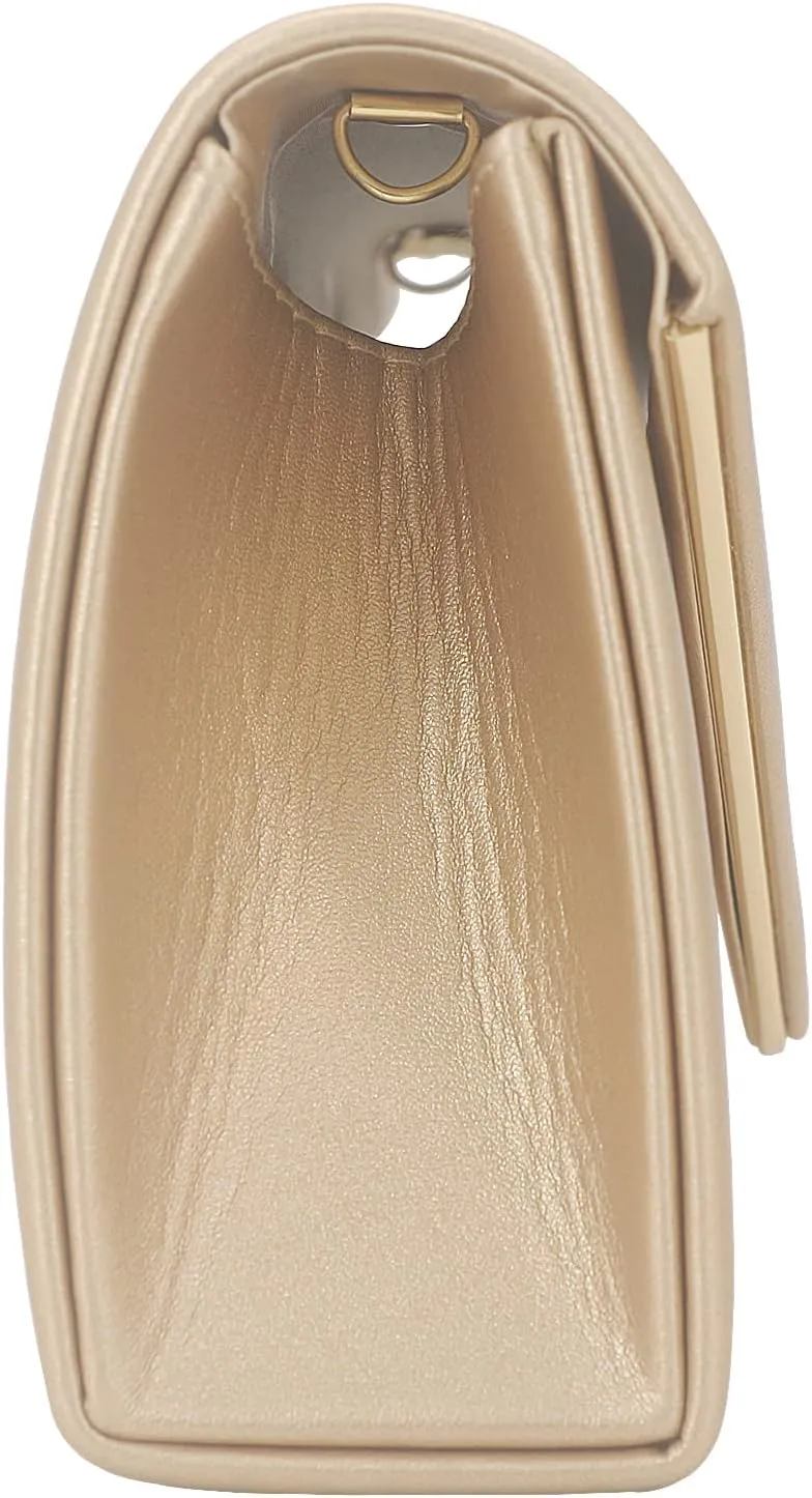 Vegan Leather Envelope Clutch Bag Classic Dressy Purse Foldover Evening Handbag