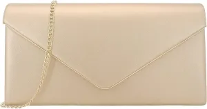 Vegan Leather Envelope Clutch Bag Classic Dressy Purse Foldover Evening Handbag