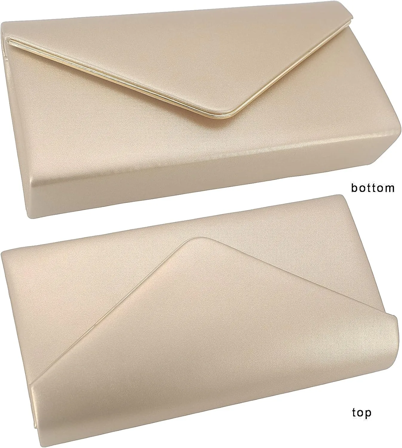 Vegan Leather Envelope Clutch Bag Classic Dressy Purse Foldover Evening Handbag