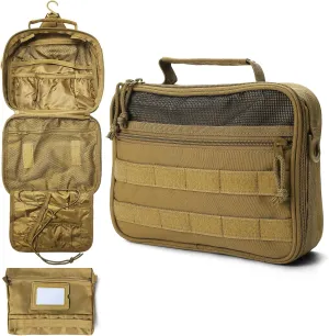 VELVEBAG Mens Toiletry Travel Bag Hanging Toiletry Bag for Men Travel Toiletry Bag Shaving Bag for Men Travel for Cosmetic,Toiletries,Accessories Khaki