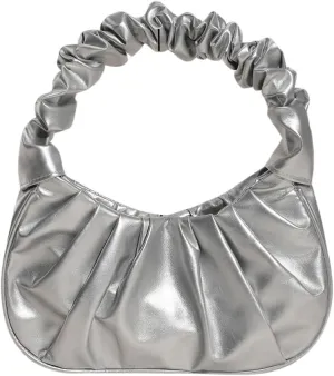 Verdusa Women's Pleated Handbags Ruched Top Handle Satchel Purse Denim Clutch Bags