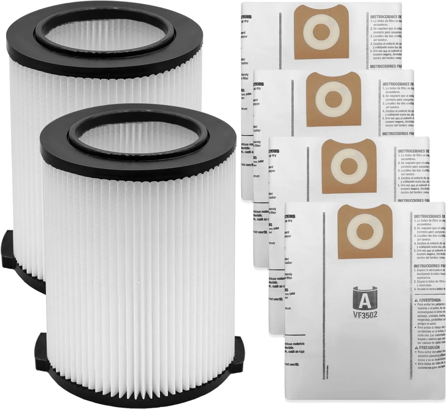 Vf4000 Filter Compatible with RIDGID Vacs 5 Gallons and Larger Vacuum Cleaner (2 Pack VF4000 Filters   4 Pack VF3502 Bags)