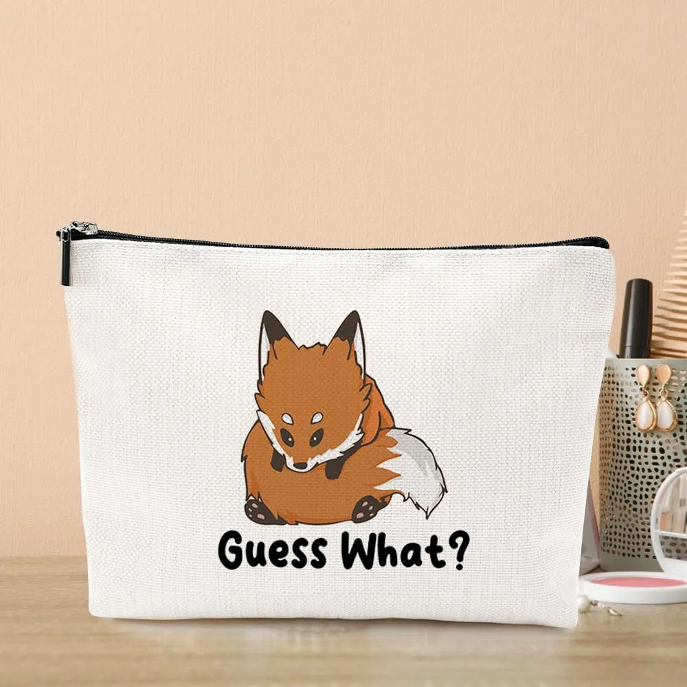 VICBOU Funny Fox Makeup Bag Fox Gifts for Girls Fox Supplies Accessories Cute Cosmetic Bag for Women Girls Animal Fox Lovers Sister Mom Best Friends Graduation Mothers Day Birthday Gifts