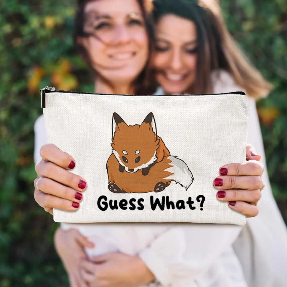 VICBOU Funny Fox Makeup Bag Fox Gifts for Girls Fox Supplies Accessories Cute Cosmetic Bag for Women Girls Animal Fox Lovers Sister Mom Best Friends Graduation Mothers Day Birthday Gifts