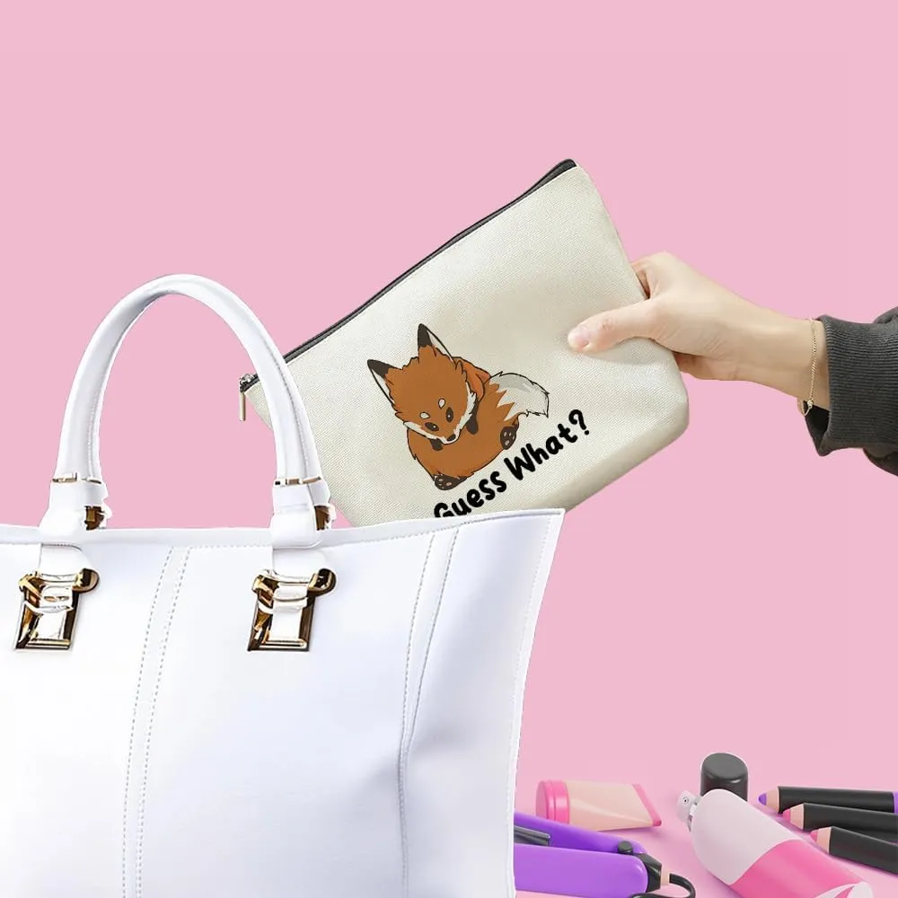 VICBOU Funny Fox Makeup Bag Fox Gifts for Girls Fox Supplies Accessories Cute Cosmetic Bag for Women Girls Animal Fox Lovers Sister Mom Best Friends Graduation Mothers Day Birthday Gifts